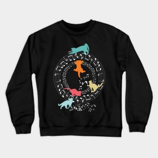 Funny Cats Playing Music Notes Crewneck Sweatshirt